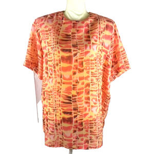 Jordon Women Shirt Suit Blouse Size 16 Orange Peach Career Business